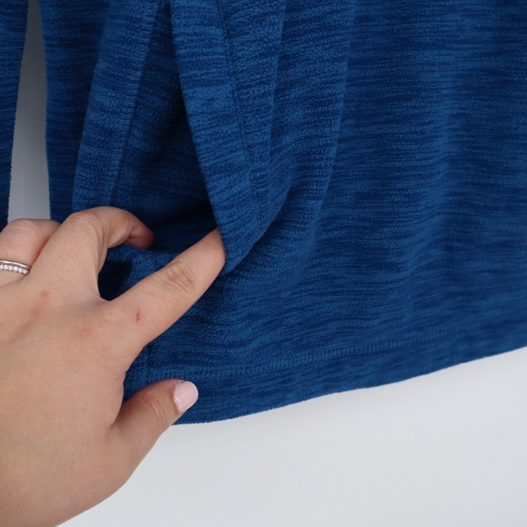 Tek Gear Blue Heathered Fleece Quarter Zip Pullover Sweatshirt Size L