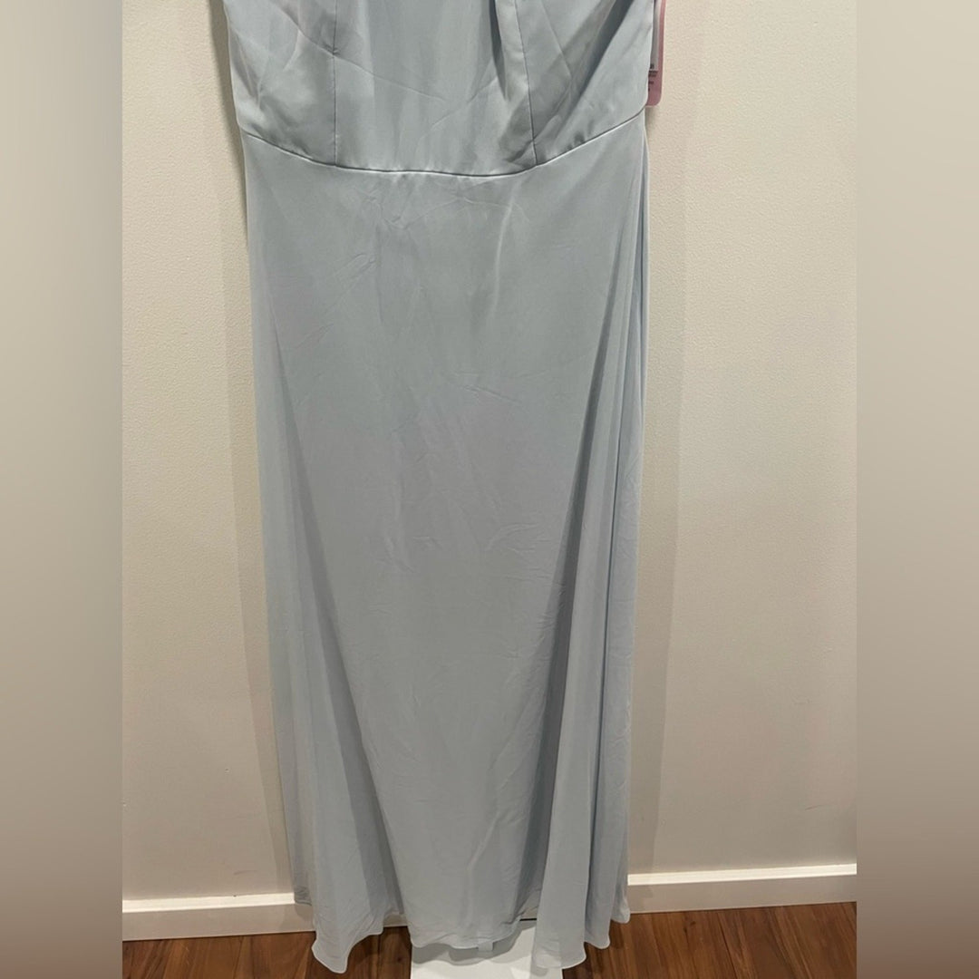 After Six High Neck Halter Backless Maxi Dress In Mist Size 8