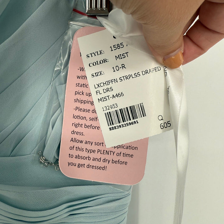 After Six Strapless Pleated Surplice Chiffon Maxi Dress With A-Line Skirt