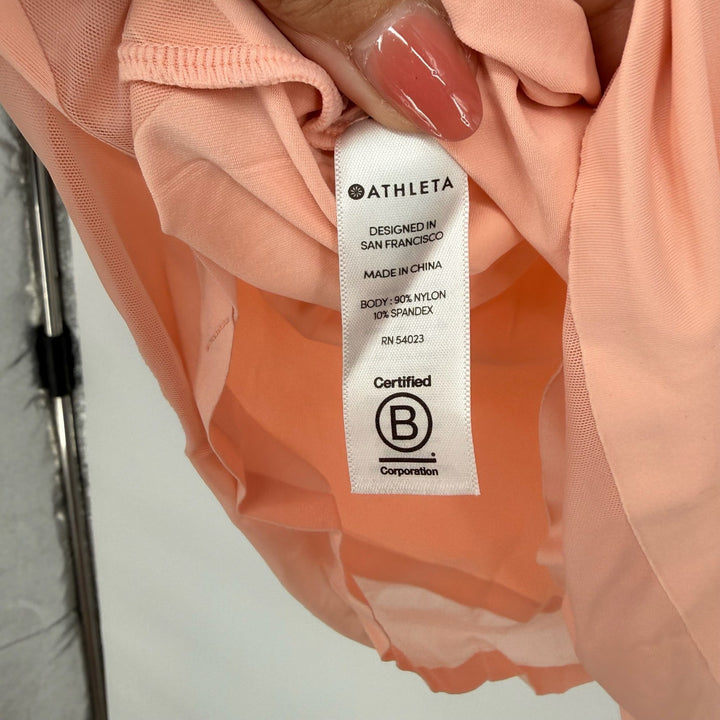 Athleta Peach Tank Top Layered Sheer Hem Athletic Workout Size S