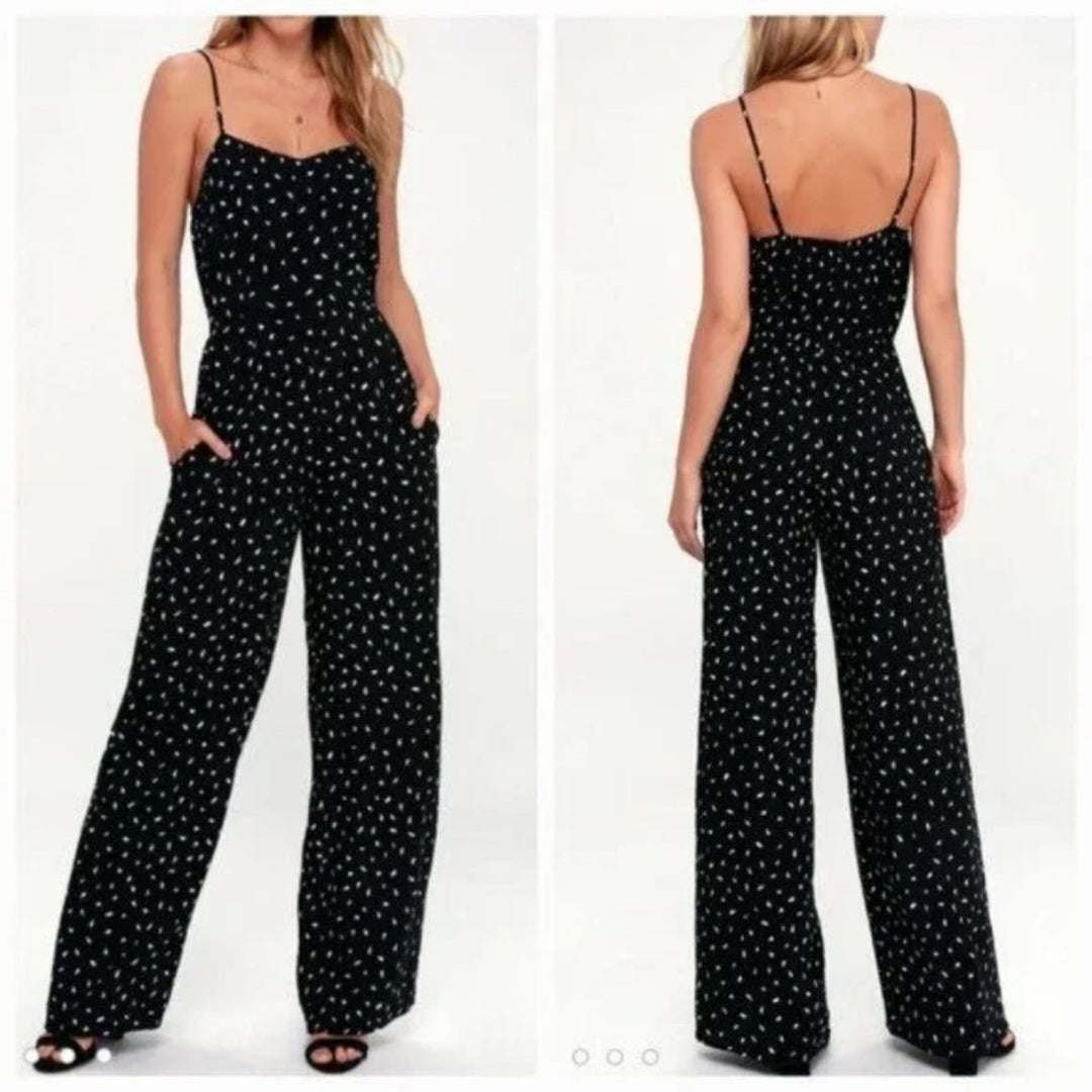 Lulus In Demand Black and White Print Sleeveless Wide-Leg Jumpsuit Size XS
