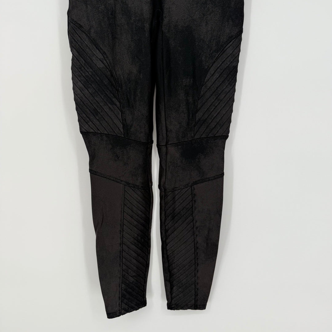 SPANX Moto Velvet Leggings Black High Waist Moto Paneled Size L