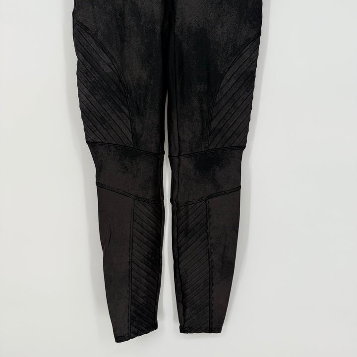 SPANX Moto Velvet Leggings Black High Waist Moto Paneled Size L
