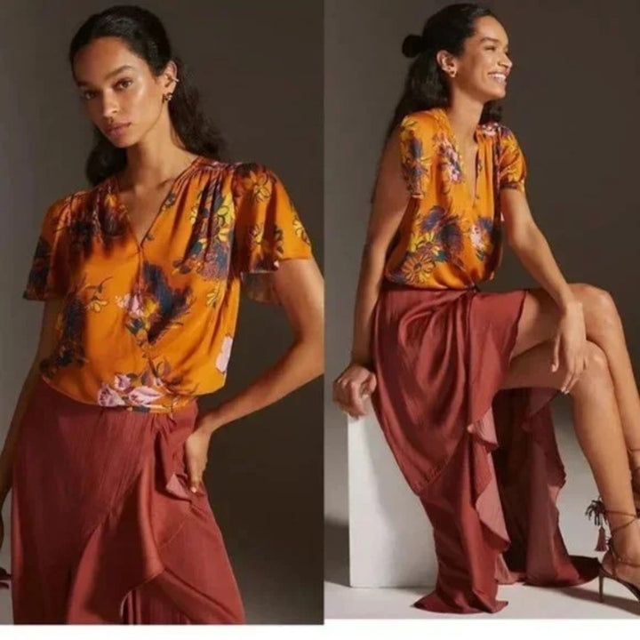 Anthropologie Tiny Venus Knit Wrap Top Size S