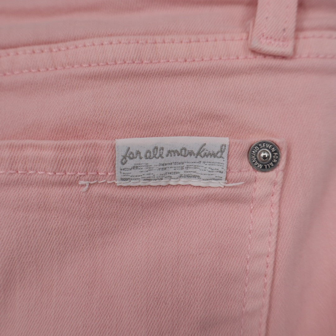 7 For All Mankind Jeans Womens 27 Pink Denim Cotton Stretch Mid Rise Skinny Leg