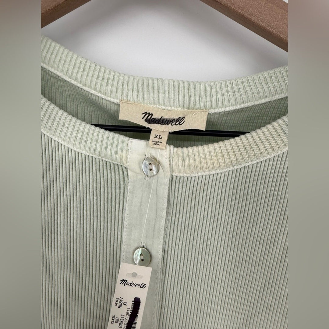 Madewell Germent-Dyed Ribbed Cardigan Tee Iced Mint Size XL