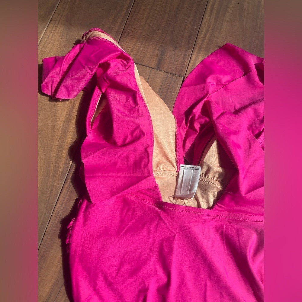 J.Crew Ruffle Plunge One-Piece Swimsuit Ruched Size 6