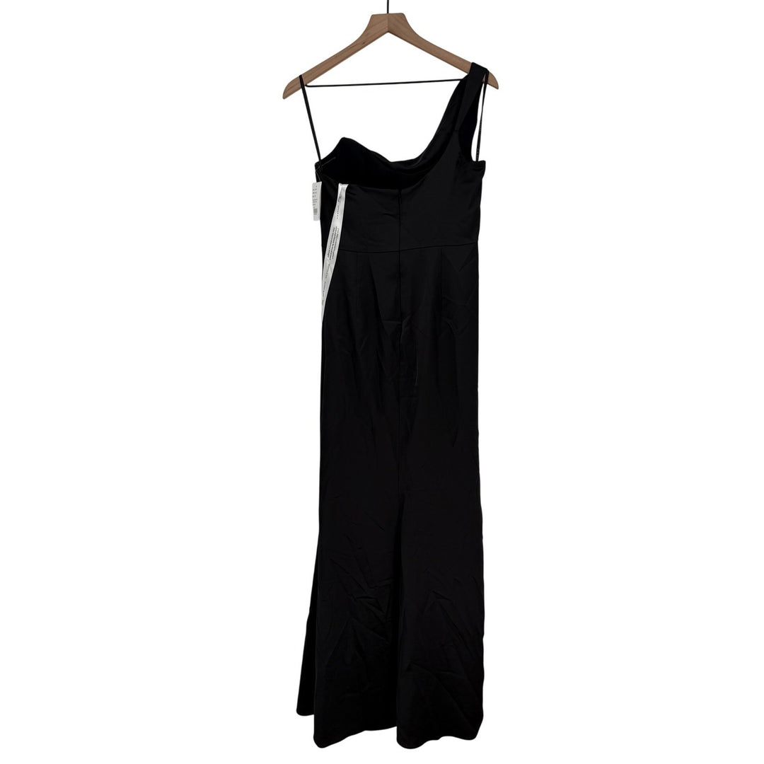 After Six Black One Shoulder Ruched Long Formal Evening Gown Dress Size 8
