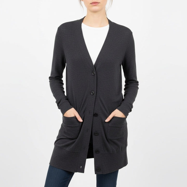 BDG Charcoal Gray Long Sleeve Button Front Cardigan Sweater Size S Pockets