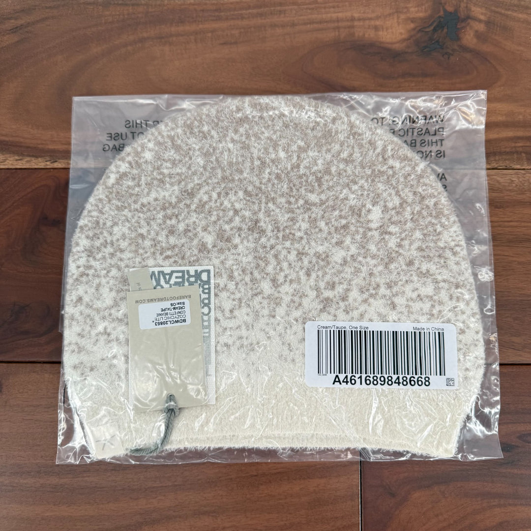 Barefoot Dreams CozyChic Lite Confetti Beanie Hat Womens One Size Cream Taupe