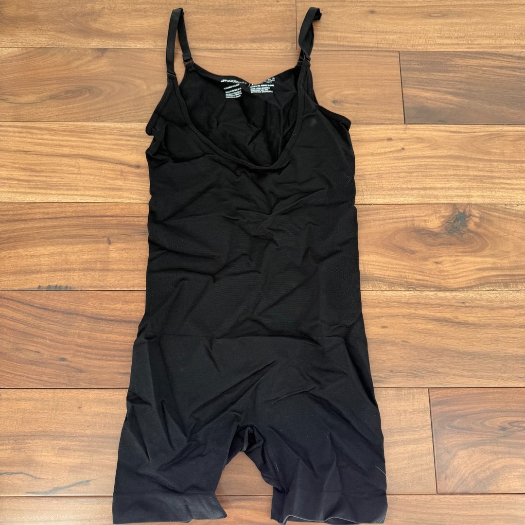 Shapermint Essentials Open Bust Bodysuit Shaper Short Womens M Black Seamless