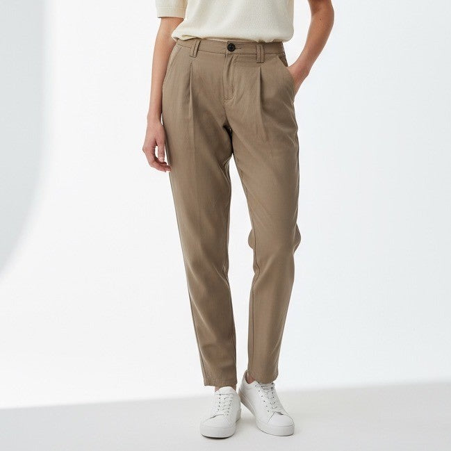 Sundance Relaxed Fit Pleated Tencel Pants Women's Size 8 Tan Casual