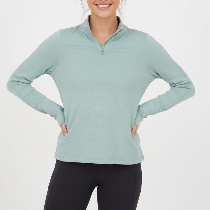 Allbirds Women's Long Sleeve Quarter Zip Pullover Athletic Top Size S Green