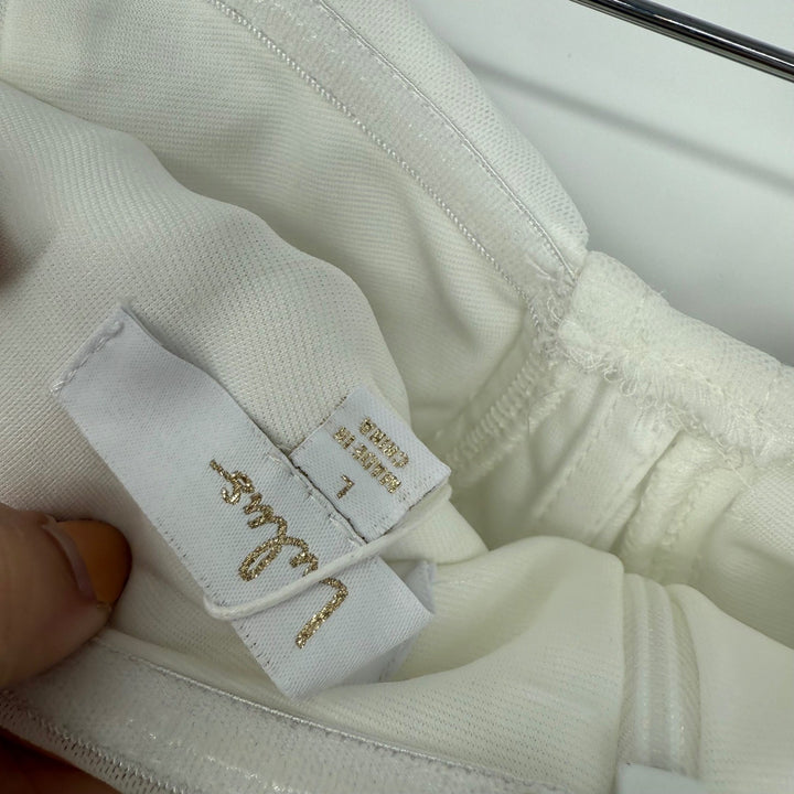 Lulus Immensely Charming White Mesh Pearl Bustier Maxi Dress Size L