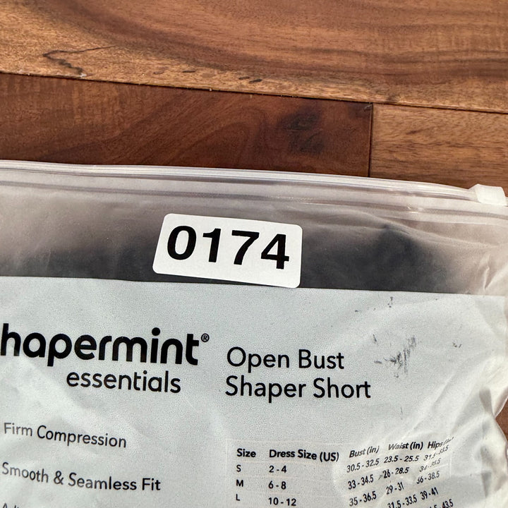 Shapermint Essentials Open Bust Bodysuit Shaper Short Womens M Black Seamless