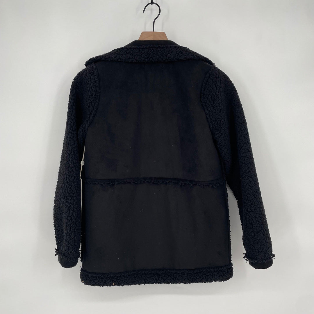 Caslon Black Faux Fur Suede Moto Jacket XS