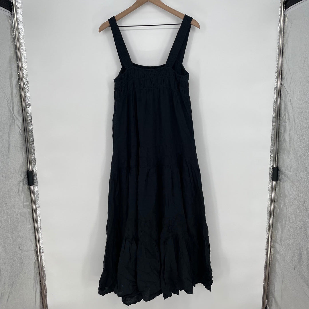 J. Crew Black Cotton Tiered Midi Dress Size S