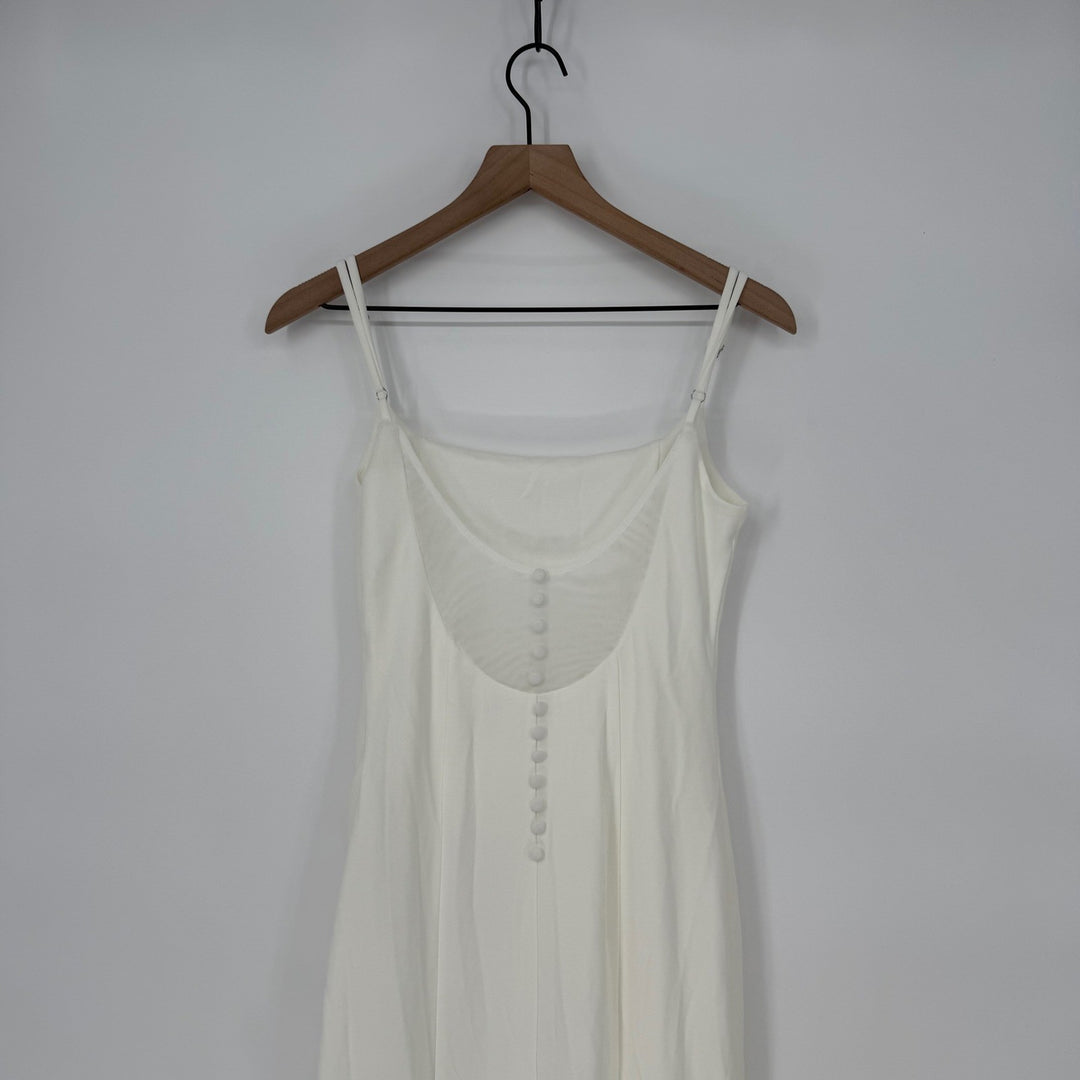 Lulus Blessed Romance White Sleeveless Button Back Mermaid Maxi Dress Size M