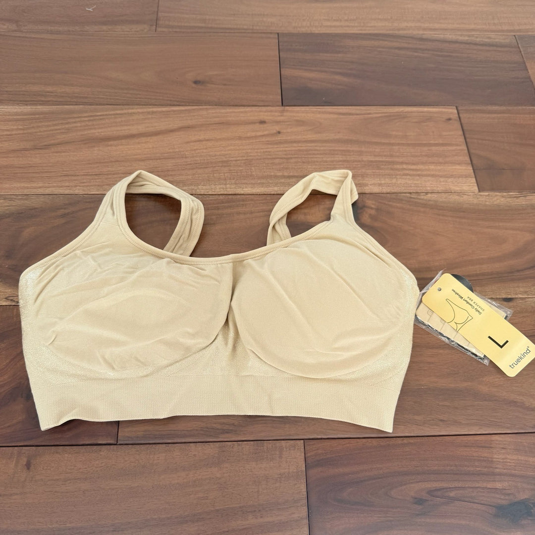 Truekind Daily Comfort Wirefree Shaper Bra Nude Seamless Stretch Bralette L