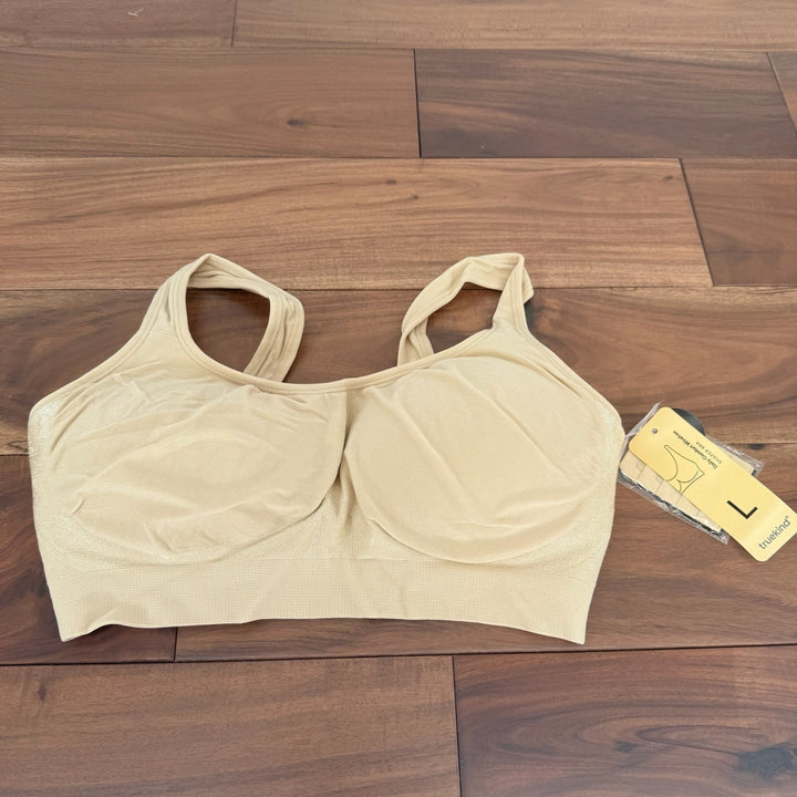 Truekind Daily Comfort Wirefree Shaper Bra Nude Seamless Stretch Bralette L
