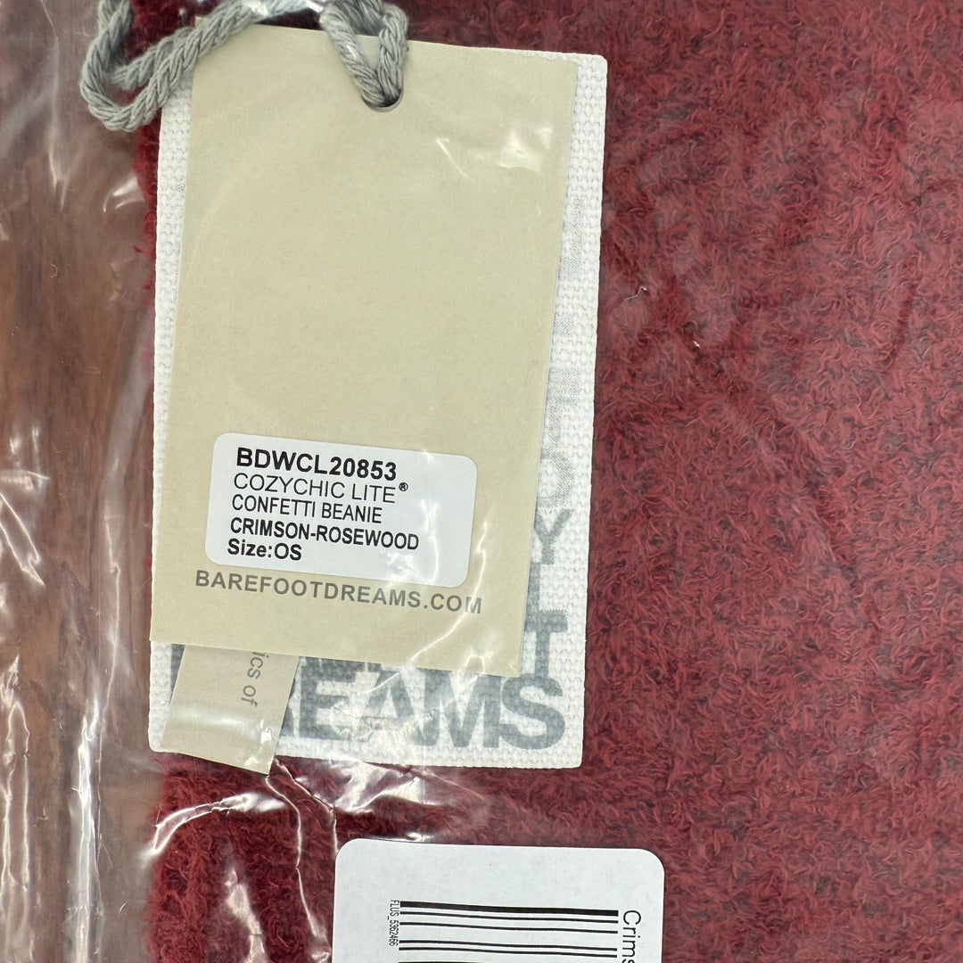 Barefoot Dreams CozyChic Lite Confetti Beanie Hat Womens OS Crimson Rosewood Cap