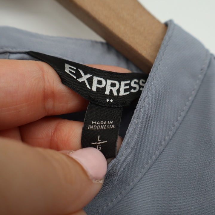 Express Gray Keyhole Neck Cap Sleeve Tunic Top Shirt Size L