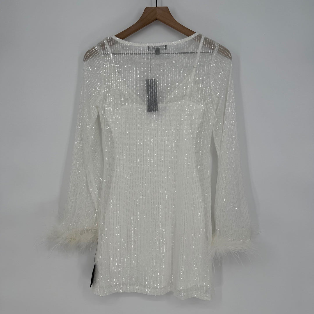 Lulus Marvelous Energy Sequin Mesh Long Sleeve Mini Dress Size XS