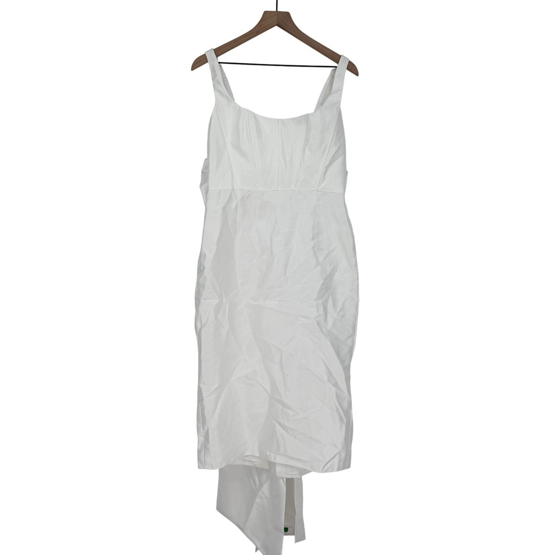 Alfred Dunner Scoop Neck Corset Satin Midi Dress With Floor-Length Bow Tails