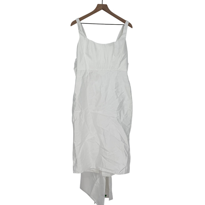 Alfred Dunner Scoop Neck Corset Satin Midi Dress With Floor-Length Bow Tails