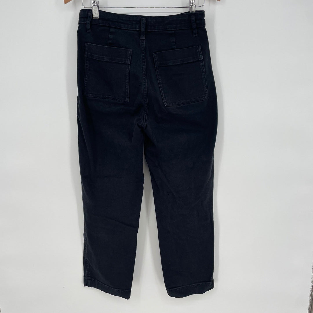 Everlane Women's Black Cotton Blend Cropped Straight Leg Pants Size 2R
