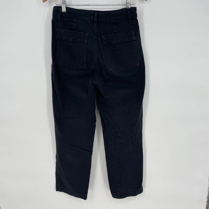 Everlane Women's Black Cotton Blend Cropped Straight Leg Pants Size 2R