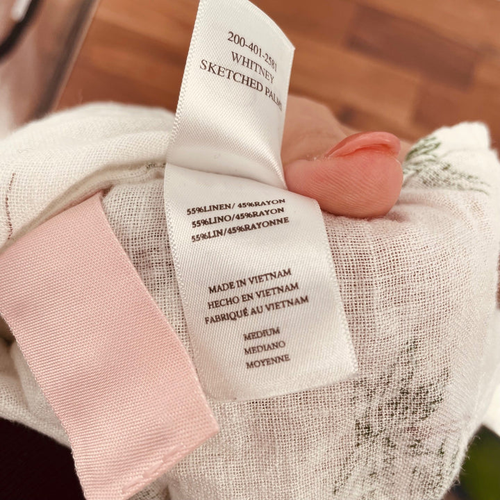 Rails Whitney Sketched Palm Tree Linen Blend Button Down Shirt Size M