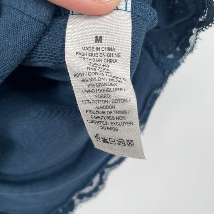 Garage Lace Cap Sleeve Square Neck Top Teal Medium