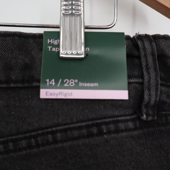 Wild Fable Black Wash High Rise Tapered Jeans Distressed Size 14