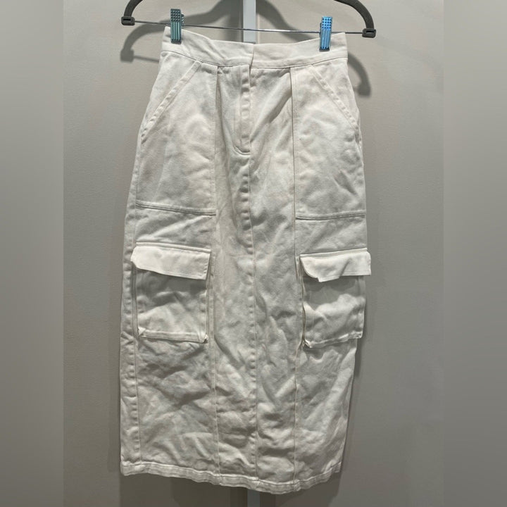 Silk Laundry Canvas Cargo Skirt Size XS
