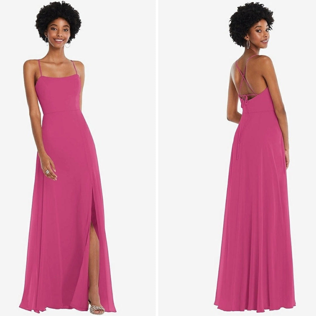 After Six Scoop Neck Convertible Tie-Strap Maxi Dress With Front Slit Size 10