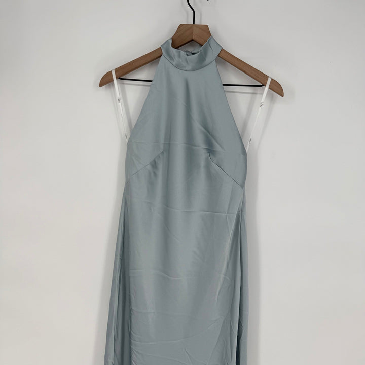 Social Scarf The High-Neck Halter Maxi Slip Dress In Mist Size S