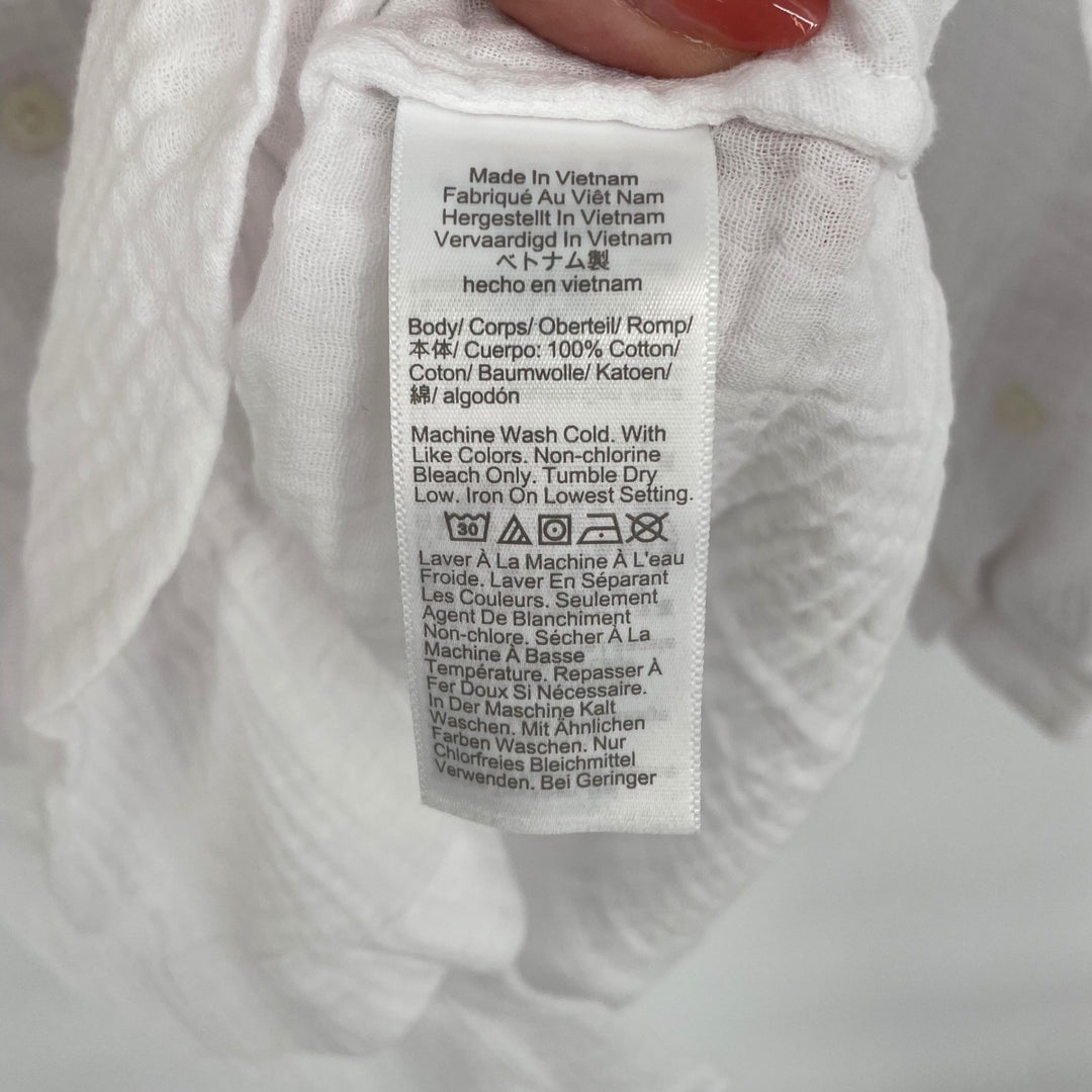 J. Crew White Gauze Shirt Tunic Button Up Long Sleeve Top Size S