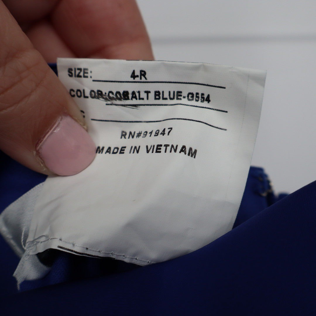 After Six One-Shoulder Cat-Eye Neckline Fit and Flare Satin Maxi Dress Size 4