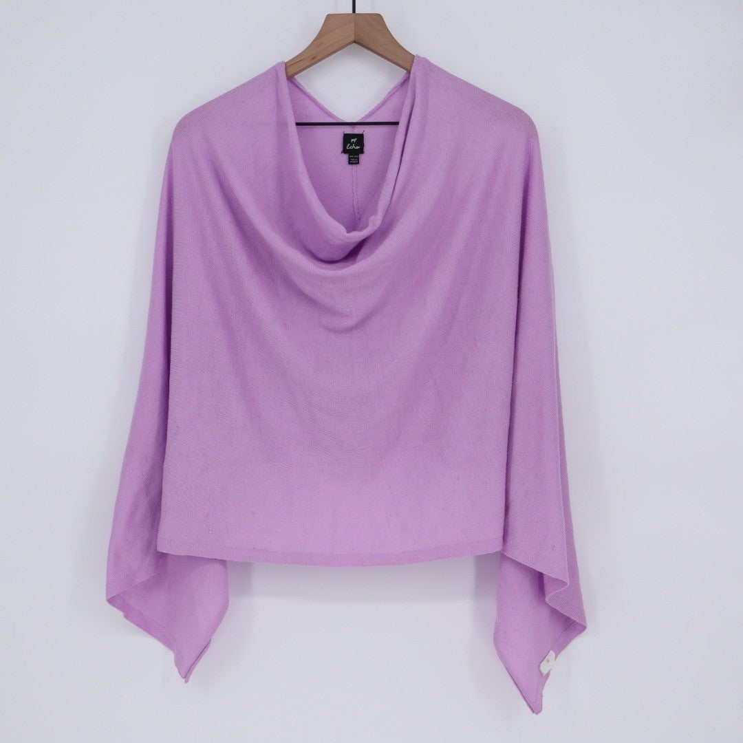 Echo Lavender Purple Knit Poncho Cowl Neck One Size