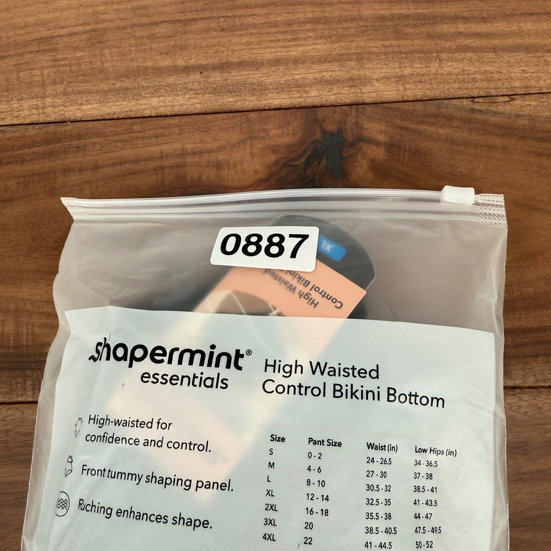 Shapermint Essentials High Waisted Control Bikini Bottom Ruffle Ruched Black XL