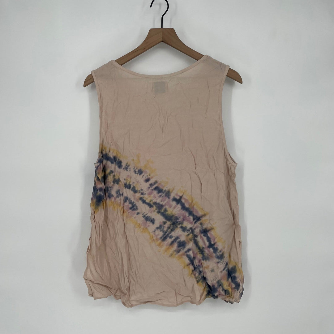 Tina Jo Tie Dye Sleeveless Tank Top Women Large Pink Rayon Casual Top
