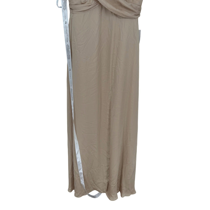 Dessy Collection Off-The-Shoulder Flounce Sleeve Empire Waist Gown With Slit