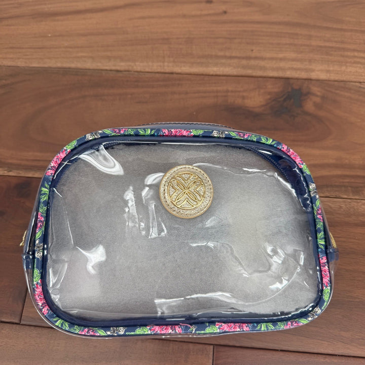 Lilly Pulitzer Clear Belt Bag Pouch Floral Trim Gold Logo & Strap