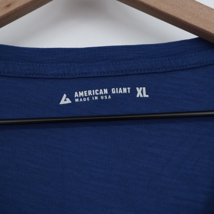 American Giant V Neck T Shirt Navy Blue XL Made in USA Cotton Casual Top