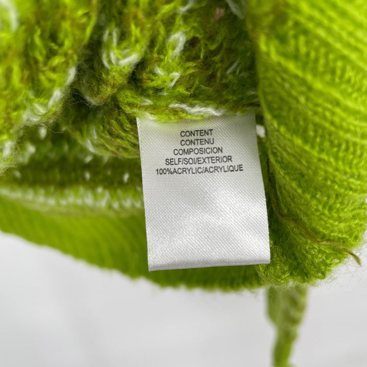 WAYF Lime Green Knit Mesh Striped Cropped Sweater XS