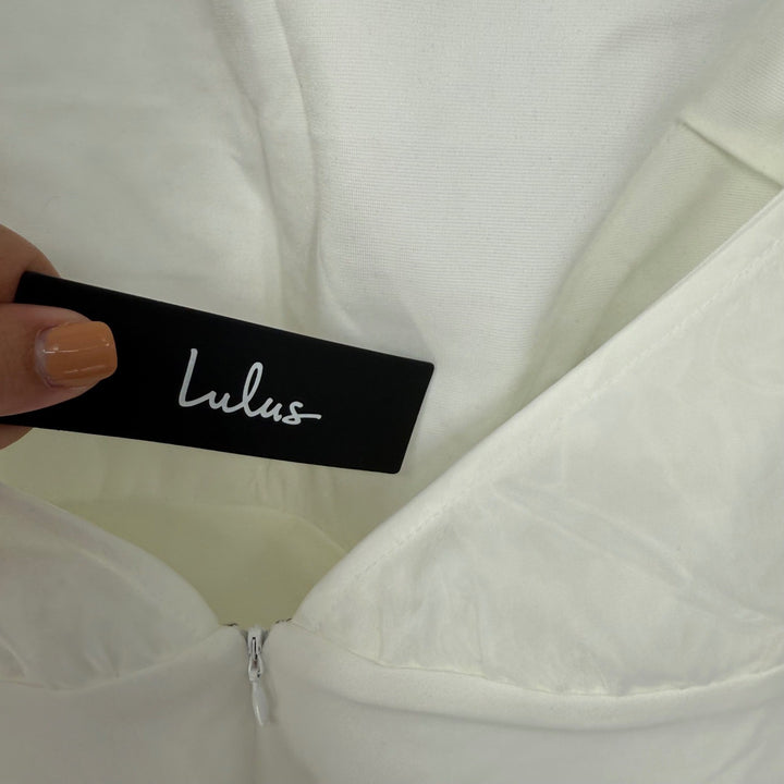 Lulus Simply Magnificent White Organza Halter Backless Mini Dress Size S