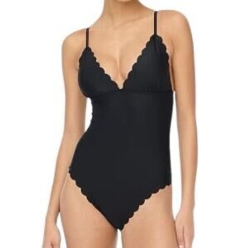 J. Crew Scalloped One Piece Swimsuit Black Size S