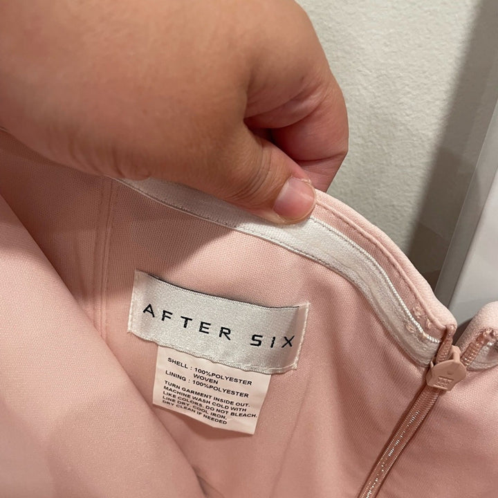 After Six Strapless Notch-Neck Crepe A-Line Dress With Rhinestone Bows Size 16