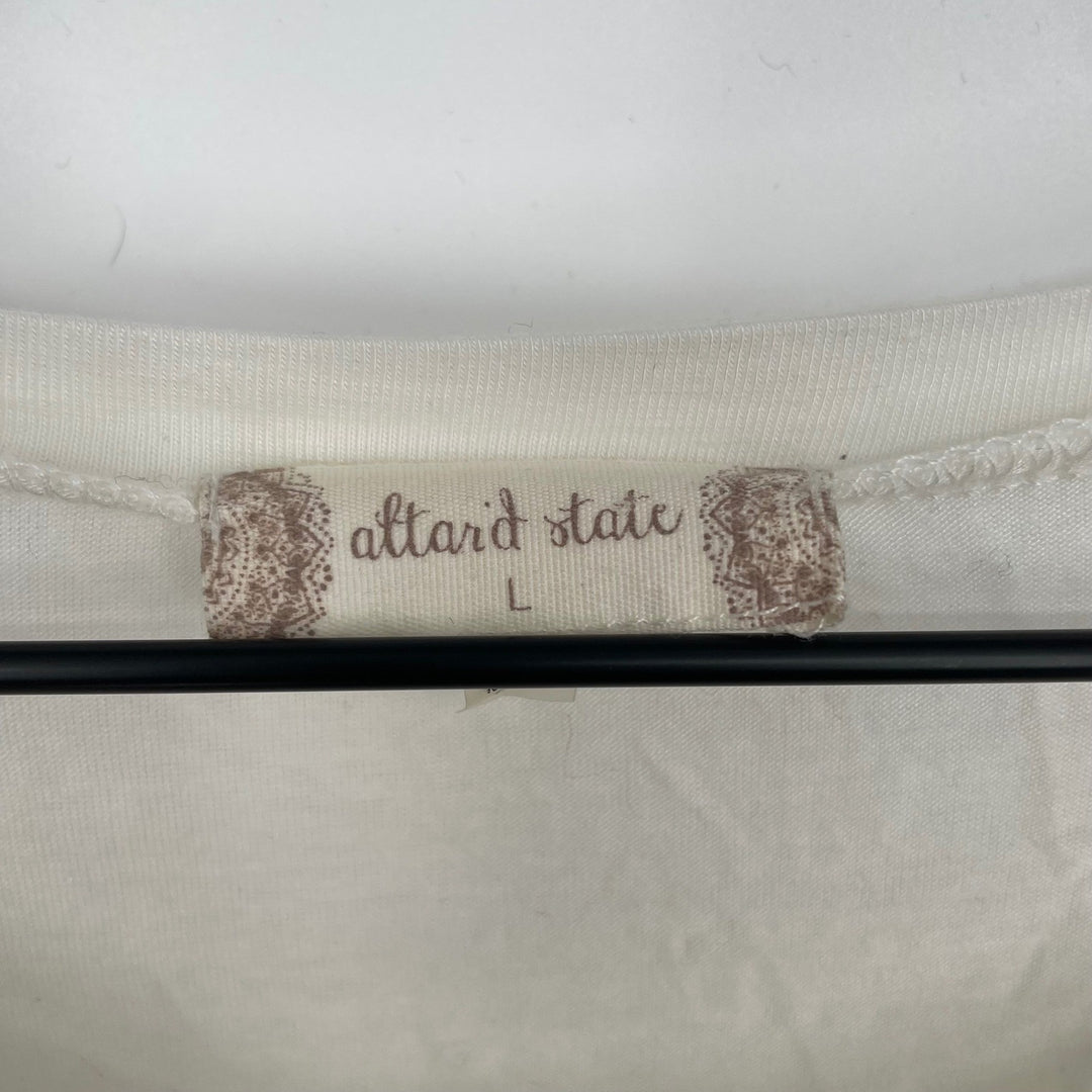 altard state graphic tee shirt women large coffee dog print ivory casual
